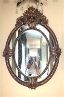 Large Oval Wall Mirror Deeply Cast Frame