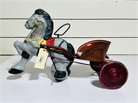 Painted Vintage Metal Horse Ride on Toy