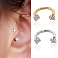 NEW  Stainless Steel Crystal Hoop Ring Piercing