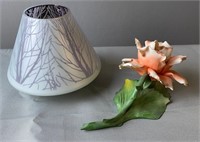 Tea Light And Capodimonte Porcelain Flower