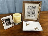 Framed Butterfly Stamps, Picture Frame, Candle