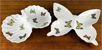 2 Butterfly Trinket, Nut  Dishes -papillon China