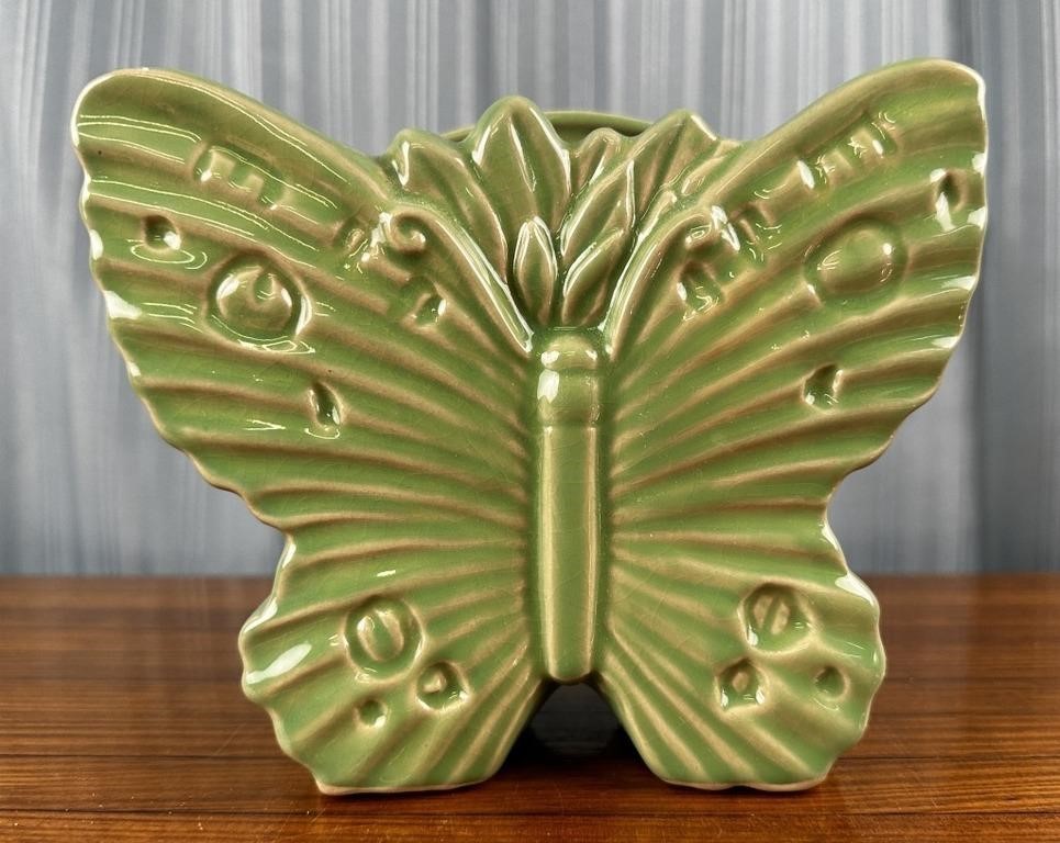 Mccoy Green Butterfly Wall Pocket Planter