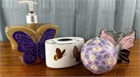 4 Butterfly Themed Home Décor Items- Candle,