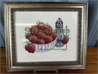 Framed Needle Point -m Strawberries