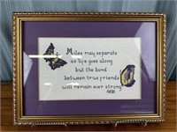 Framed Cross Stitch - Butterflies And Saying