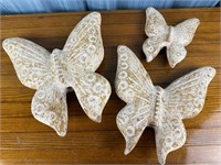 3 Pottery Butterflies