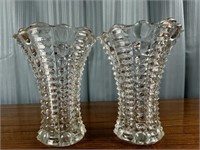 2 Clear Glass Optic Bubble Vases