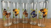 5 Butterfly Drinking Glasses