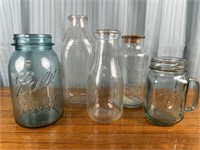 Blue Ball Mason Jar, Vintage Milk Bottle and more