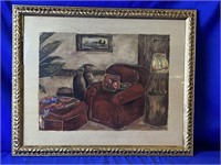 Framed Lithograph By Joyce Combs - Red Chair