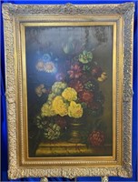 Framed Canvas Old World Floral Still Life -