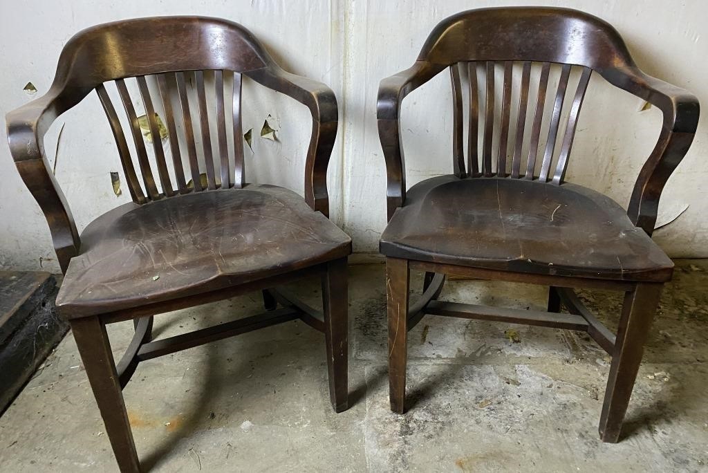 2 Vintage Wood Office/desk Chairs