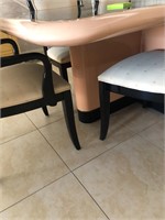 Vintage pink and black table with six chairs #61