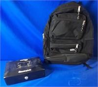 Metal Cash Locking Box And Backpack