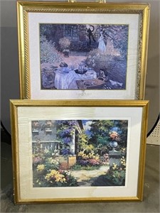 2 Garden Lithographs Framed And Matted