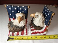 Pair Of 6" Cast Resign Bald Eagle Bookends