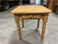 Solid wood square side table w/ drawer