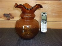 large amber vase with pontil bottom