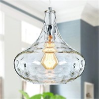 Vintage Farmhouse Glass Pendant Light - H