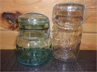 2 old fruit canning jar lot royal double safety