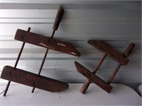 large antique wood clamps