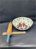 Vintage rolling pin and bowl