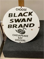 Black Swan Chesapeake Bay Oyster Porcelain Sign