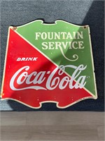 Porcelain Double Sided Fountain Service Coke Sign