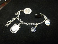 Vintage Sterling Silver Charm Bracelet & Charms