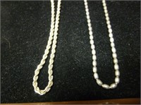 2pc Sterling Silver Large Rope & Bead Chains