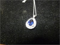 10k White Gold Necklace & Natural Stone Pendant