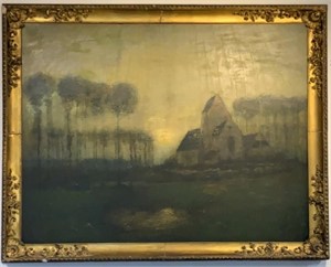 "H. Dearth" Painting "Old Church at Montreuil"