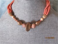 Necklace Choker Style 15" Orange Beads