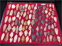 Arrowheads in large Glass Display Case