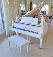 5ft White Lacquered Young Chang Baby Grand Piano