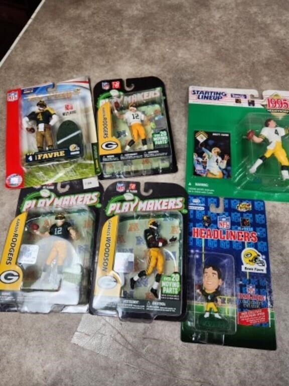 Assortment of Green Bay Packers action figures
