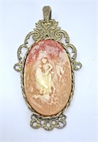 Vintage large oval cameo pendant