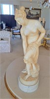 Antique Alabaster Nude Signed Falcone 31" high