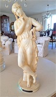 Antique Alabaster Figure Lady signed Canova. 27"
