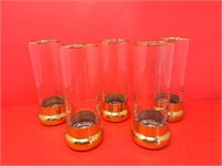 5 vintage gilded glasses on heavier bases