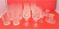 Pinwheel crystal water glasses, wine glasses,