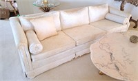 Upholstered Ivory Brocade 3 Seater couch