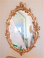 Gilt Wood Oval Mirror