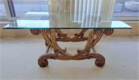 Large Plate Glass Center Table with carved