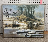 Canvas duck painting by T. Beecham