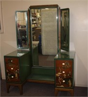 Six drawer (three on each side) vanity with swing