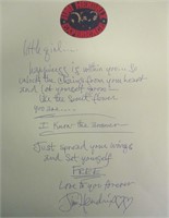 Jimi Hendrix Signed 'Little Girl' Handwrtn Lyrics