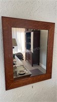 Antique Tiger Oak Wood Framed Mirror 21”x25”