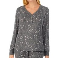 Women Medium Henley Sweater Knit (Grey Star